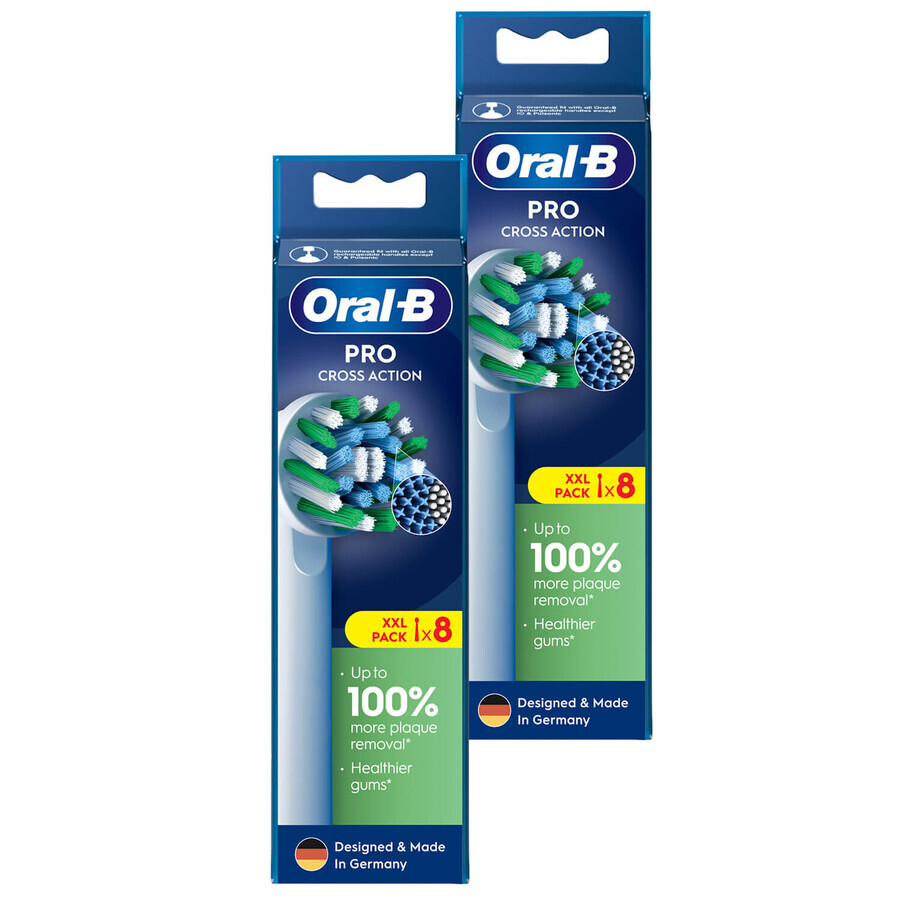 Oral-B Pro Cross Action set, Clean Maximiser replacement tips for electric toothbrush, 2 x 8 pieces