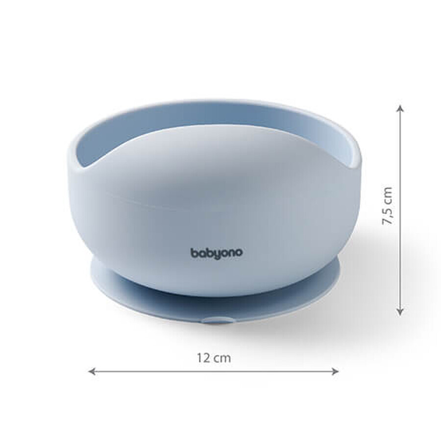 BabyOno, silicone bowl with suction cup, blue, from 6 months, 1 piece.