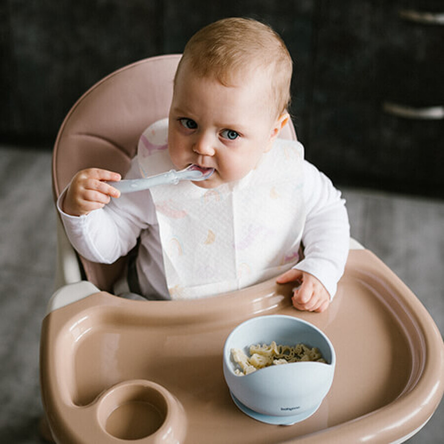 BabyOno, silicone bowl with suction cup, blue, from 6 months, 1 piece.