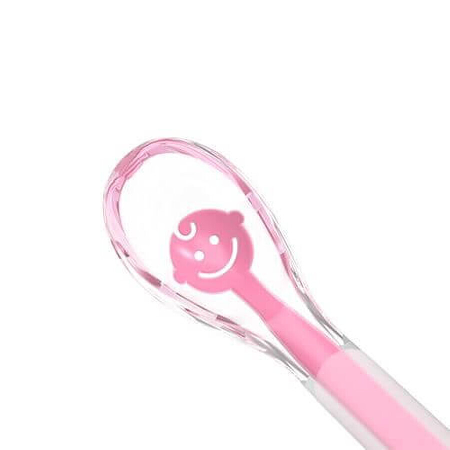 BabyOno Baby's Smile, soft silicone baby spoon, pink, from 6 months, 1 piece.