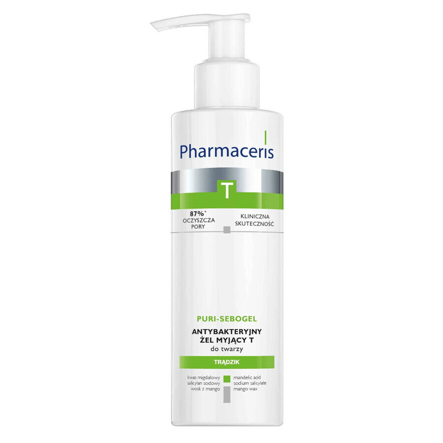 Set Pharmaceris T Sebo-Moistatic, crème hydratante et apaisante pour le visage, SPF 30, 50 ml + Puri-Sebogel, gel nettoyant antibactérien T pour le visage, 80 ml