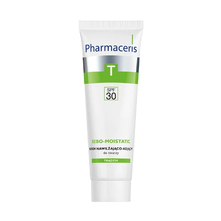 Set Pharmaceris T Sebo-Moistatische, hydraterende en verzachtende gezichtscrème, SPF 30, 50 ml + Puri-Sebogel, antibacteriële T-reinigingsgel voor gezicht, 80 ml