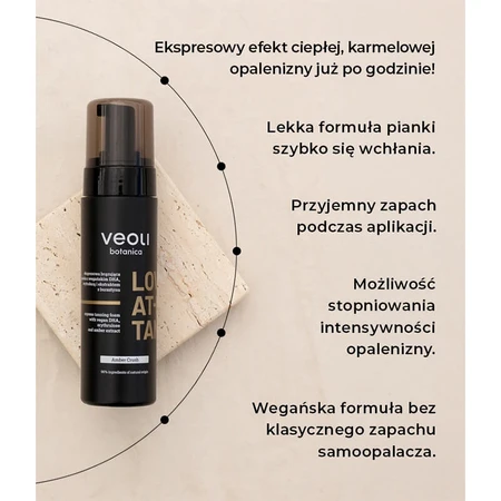 Veoli Botanica Love At First Tan, expres-bronzing foam met vegan DHA, erythrulose en amber extract, Amber Crush, 200 ml