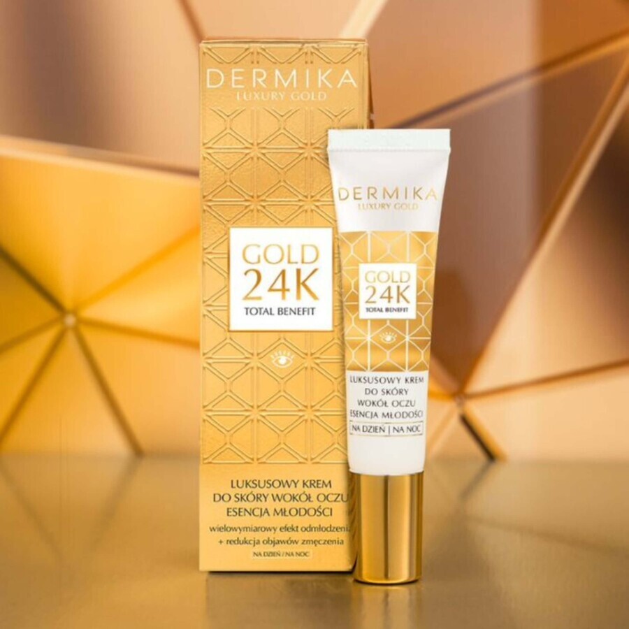 Dermika Luxury Gold 24K Essence of Youth, cremă de ochi, 15 ml