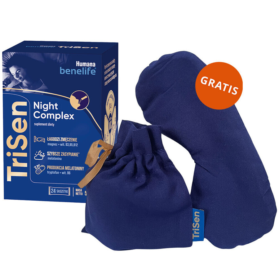 Humana Benelife TriSen Complejo Nocturno, 2,4 g x 24 sobres + banda de sueño gratuita