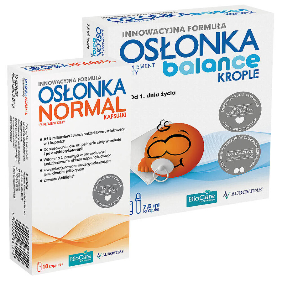 Set of Balance Cover, drops for children from birth, 7.5 ml + Normal Cover, 10 capsules