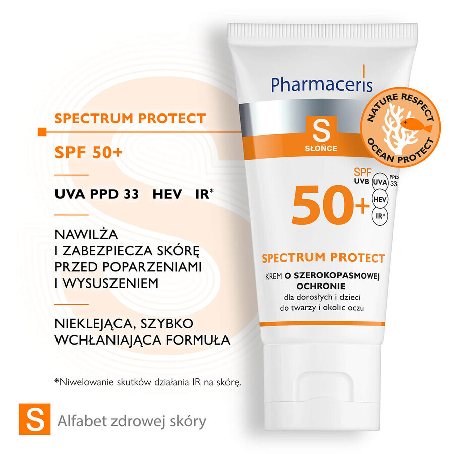 Pharmaceris S Spectrum Protect, crema de protección de amplio espectro SPF 50+, 50 ml + juego familiar Dobble gratis