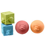 Sophie Giraffe So'pure set, rubber teether on wheel, from 3 months, 1 piece + cubes, 2 pieces + balls, 2 pieces