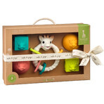 Sophie Giraffe So'pure set, rubber teether on wheel, from 3 months, 1 piece + cubes, 2 pieces + balls, 2 pieces