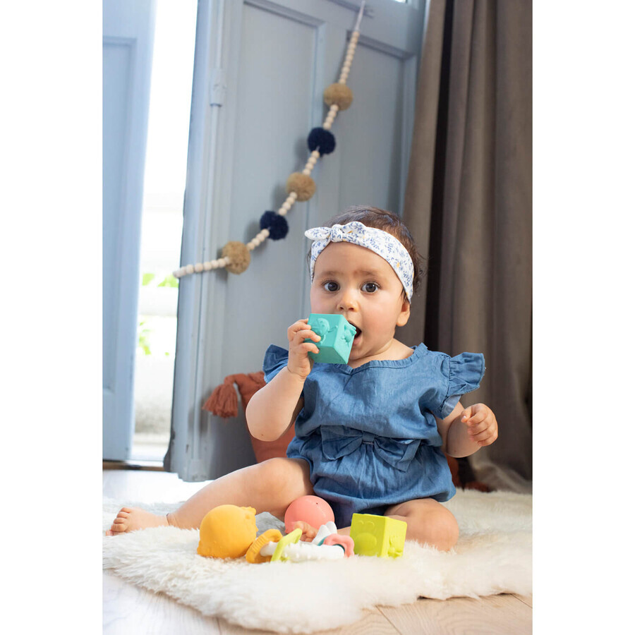 Sophie Giraffe So'pure set, rubber teether on wheel, from 3 months, 1 piece + cubes, 2 pieces + balls, 2 pieces