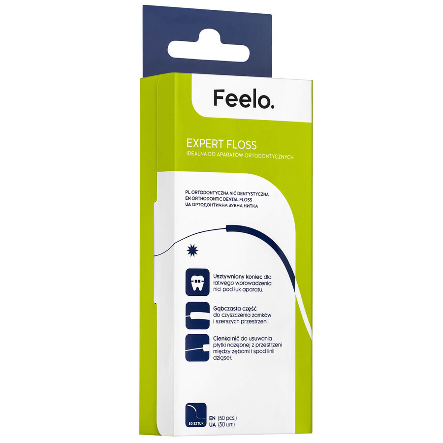 Feelo Expert Floss, orthodontic floss, 50 sections