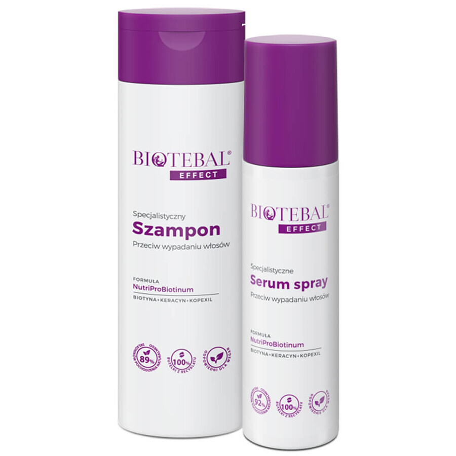Conjunto Biotebal Effect, champú especializado contra la caída del cabello, 200 ml + suero spray especializado contra la caída del cabello, 130 ml
