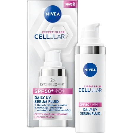 Nivea Cellular Expert Filler Daily UV Serum Fluid, Serum zur Korrektur der Zeichen der Hautalterung, SPF 50+, 30 ml