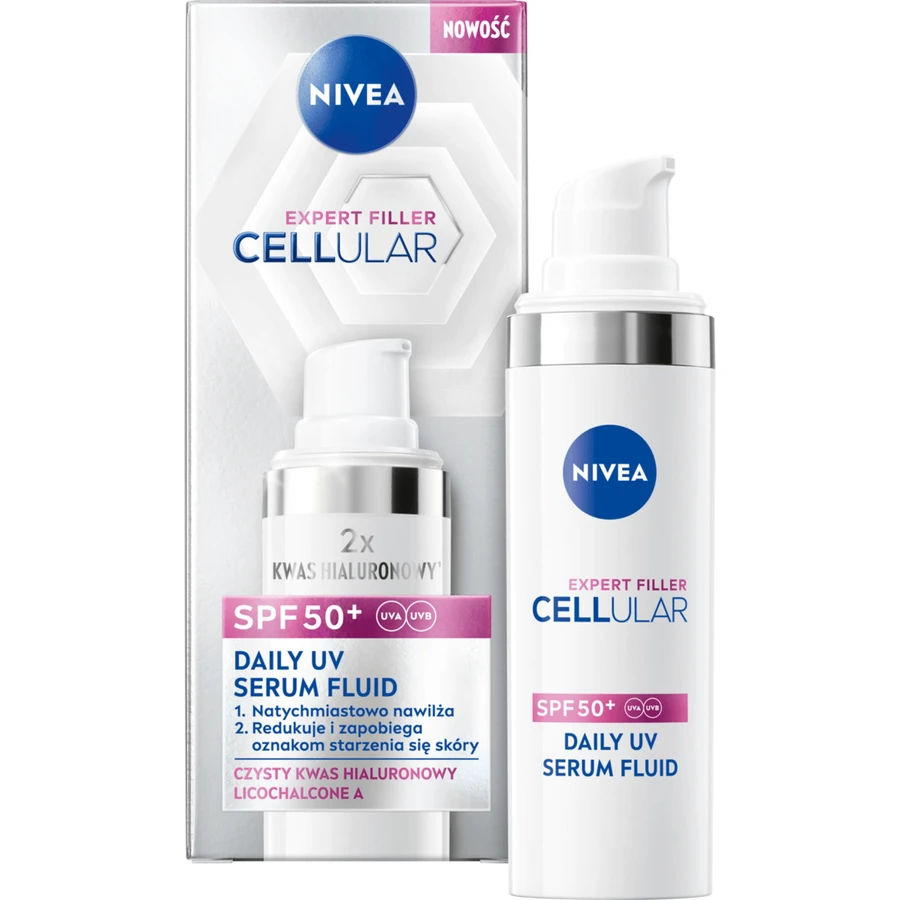 Nivea Cellular Expert Filler Daily UV Serum Fluid, Serum zur Korrektur der Zeichen der Hautalterung, SPF 50+, 30 ml