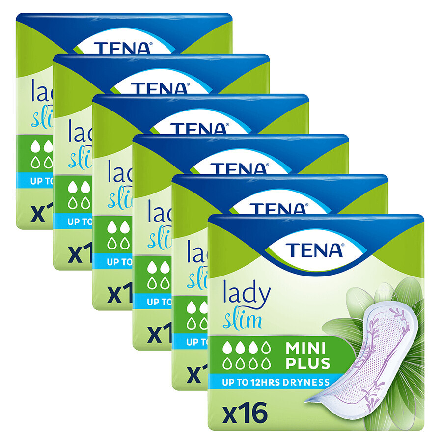 Set Tena Lady Slim, prosoape sanitare specializate, Mini Plus, 6 x 16 buc
