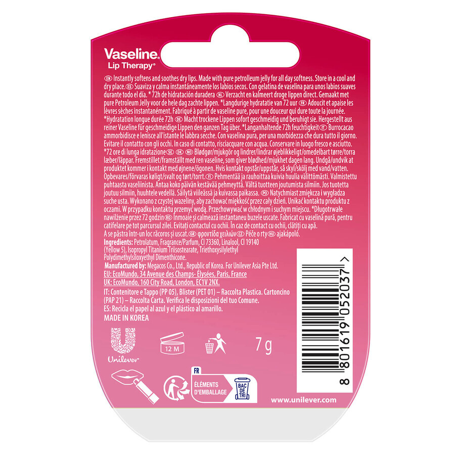 Vaseline Lippenpflege Rosy Lips, Lippenbalsam, 7 g