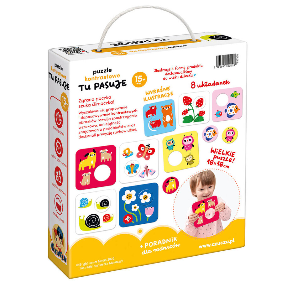 CzuCzu Here Fits, contrast puzzle for children, from 15 months, 16 elements