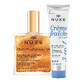 Nuxe Huile Prodigieuse Or set, olio secco con particelle dorate per corpo, viso e capelli, 100 ml + crema idratante 3 in 1, 100 ml per 1 centesimo