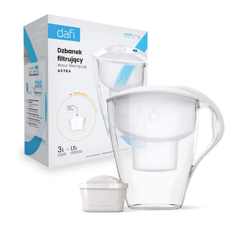 Dafi Astra Led, jarra filtrante, blanca, 3 l + filtro Unimax, 1 pieza