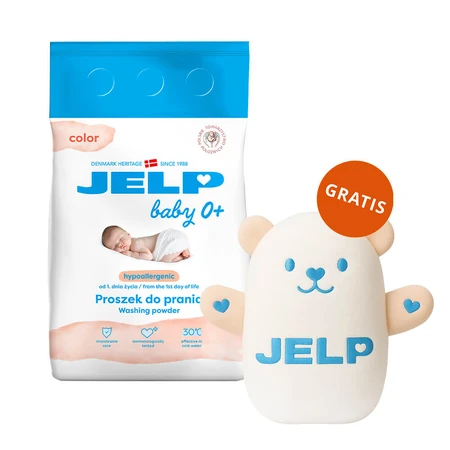 Jelp Bebé 0+, detergente hipoalergénico, color, 2,25 kg + peluche de regalo