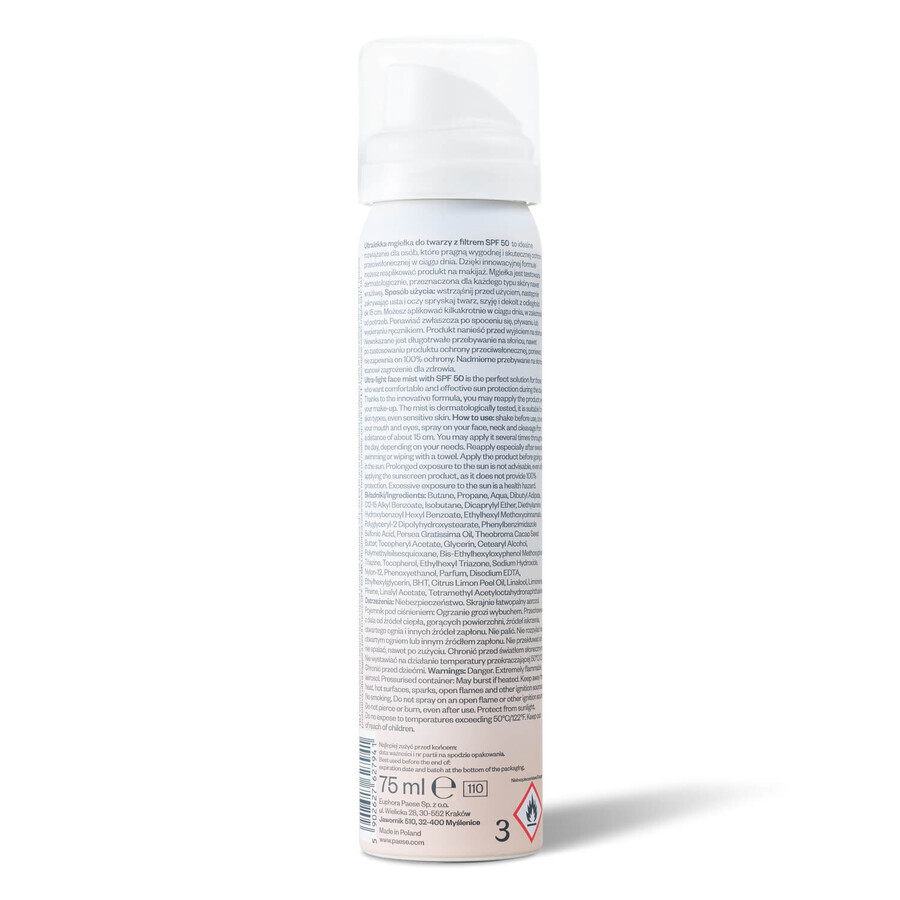 Paese, ultralight protective mist, SPF 50, 75 ml