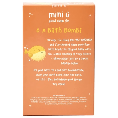 Mini U, bruisende badballen, 6 x 50 g