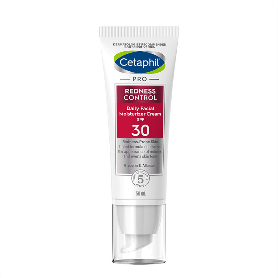 Cetaphil Pro Redness Control BB, crème hydratante de jour, peau sensible, SPF 30, 50 ml + crème hydratante pour le visage avec acide hyaluronique, crème de nuit, 48 ml gratuit