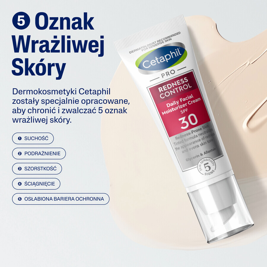 Cetaphil Pro Redness Control BB, crème hydratante de jour, peau sensible, SPF 30, 50 ml + crème hydratante pour le visage avec acide hyaluronique, crème de nuit, 48 ml gratuit