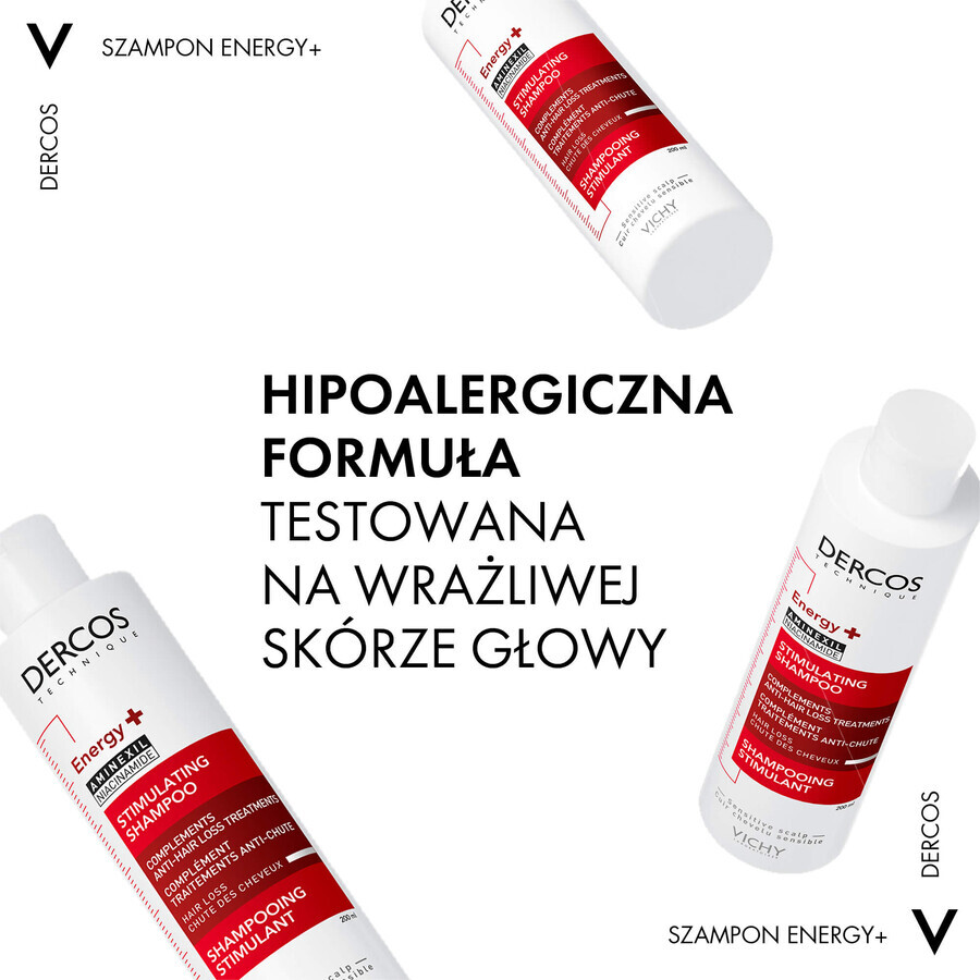 Set Vichy Dercos Energy+, champú capilar, fortalecedor, 400 ml + champú estimulante, repuesto, 500 ml
