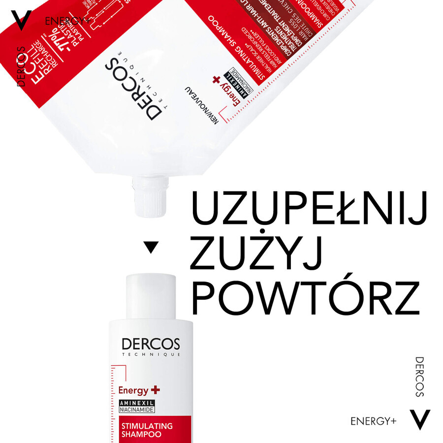 Set Vichy Dercos Energy+, champú capilar, fortalecedor, 400 ml + champú estimulante, repuesto, 500 ml