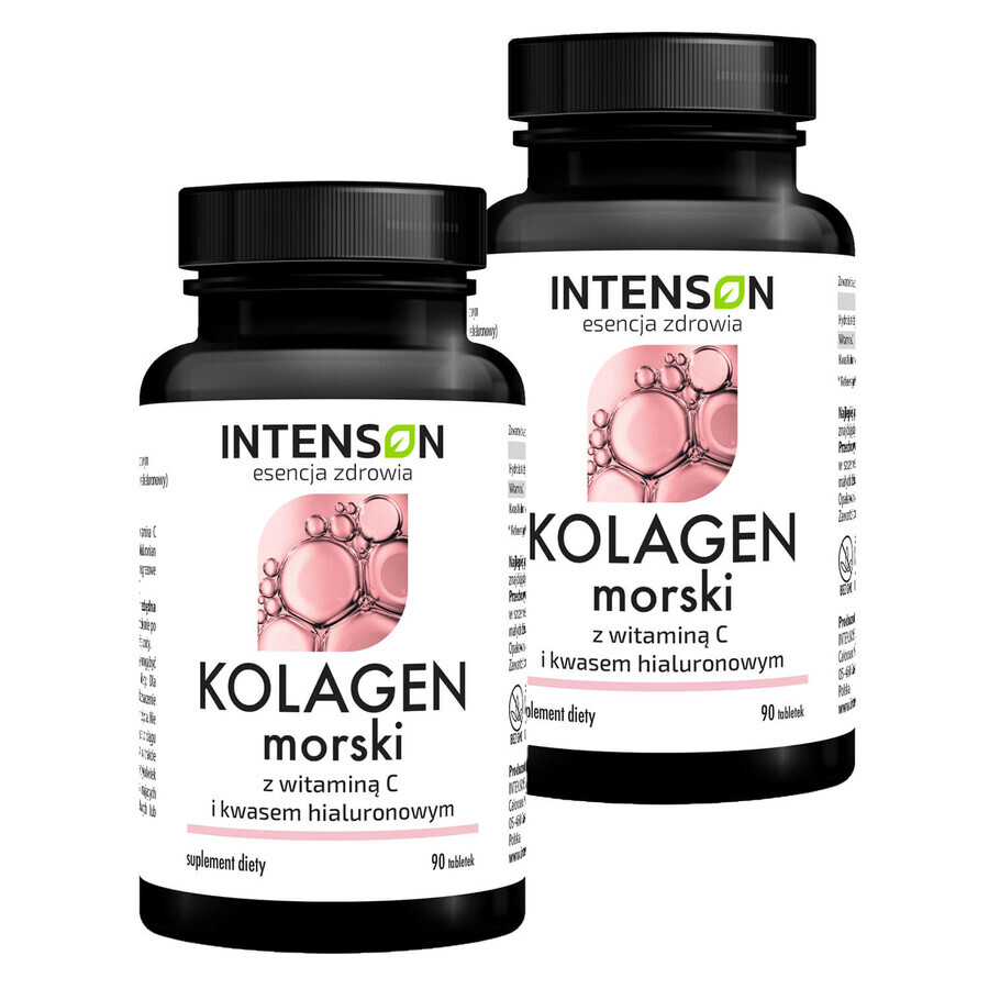 Set Intenson Collagène marin + Hyaluron + Vitamine C, 2 x 90 comprimés