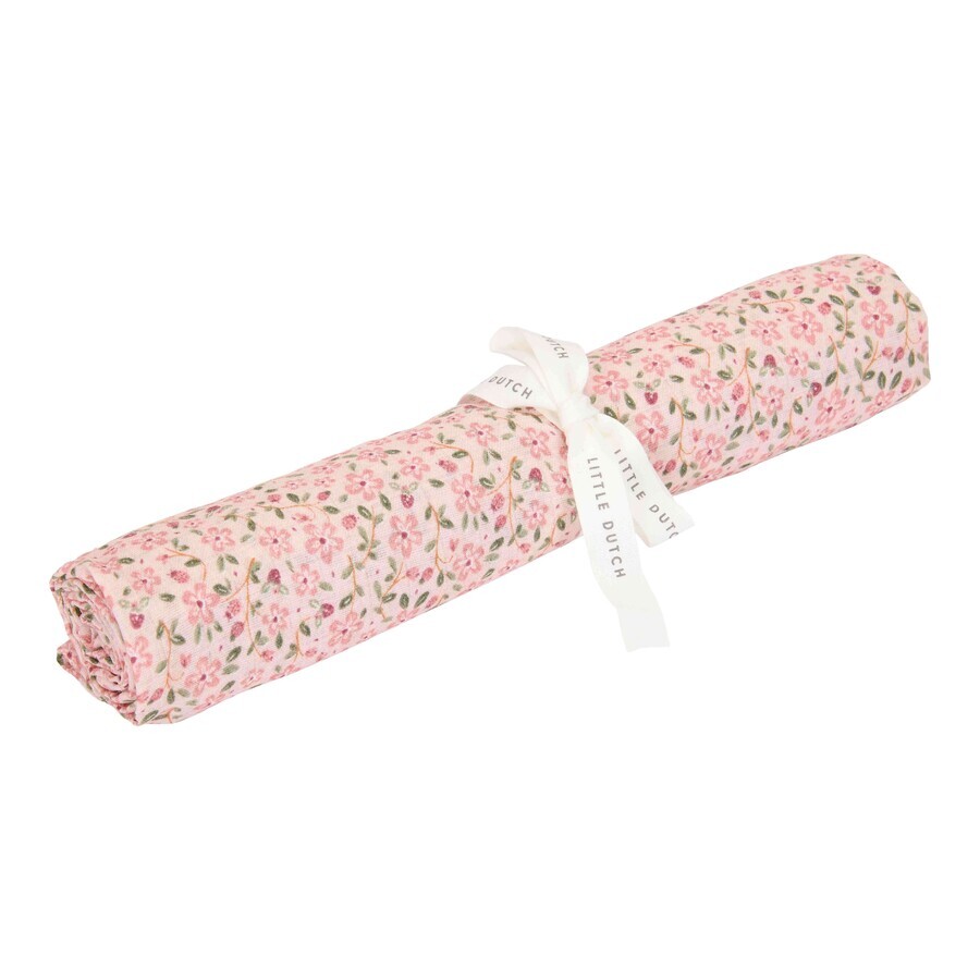 Organic cotton muslin, 120x120 cm, Fairy Floral, Little Dutch