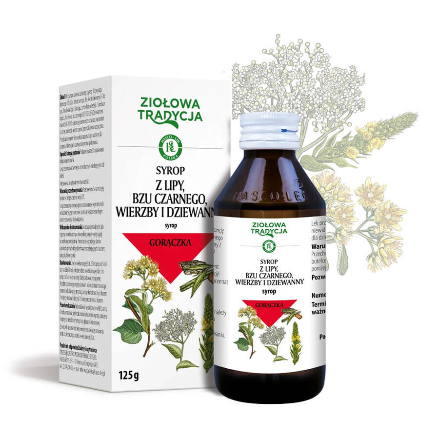 Herbal Tradition Syrup of linden, elderberry, willow and mullein, 125 g