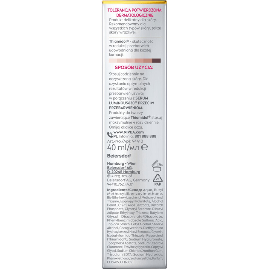 Nivea Cellular Luminous 630, Anti-Pigmentierungs-Tagescreme, SPF 50, 40 ml