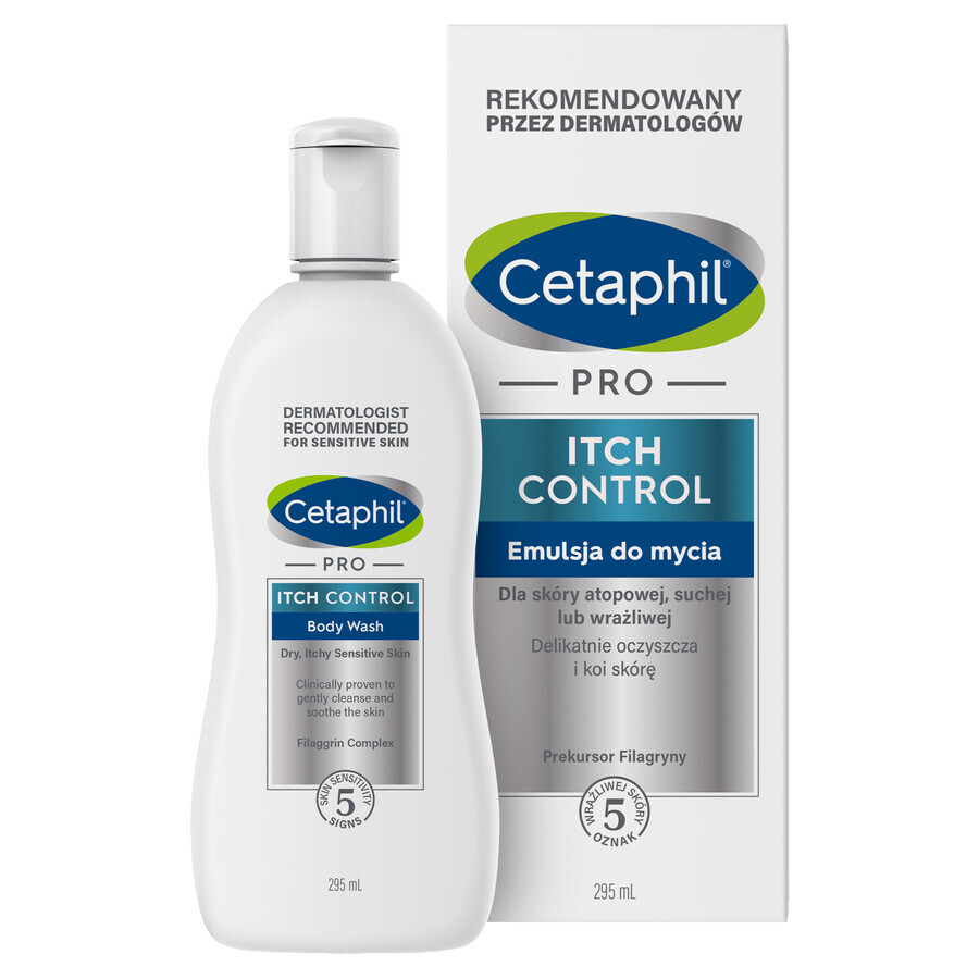 Cetaphil Pro Itch Control, cleansing emulsion, for babies, children and adults, 295 ml + face moisturizer with hyaluronic acid, night cream, 48 ml free of charge
