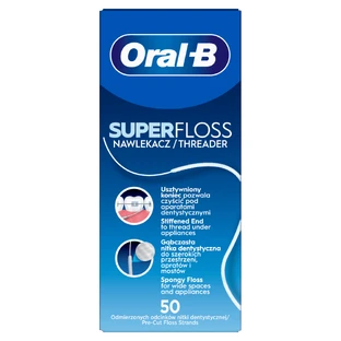 Oral-B Super Floss, tandzijde voor het reinigen van orthodontische hulpmiddelen en bruggen, 50 stuks