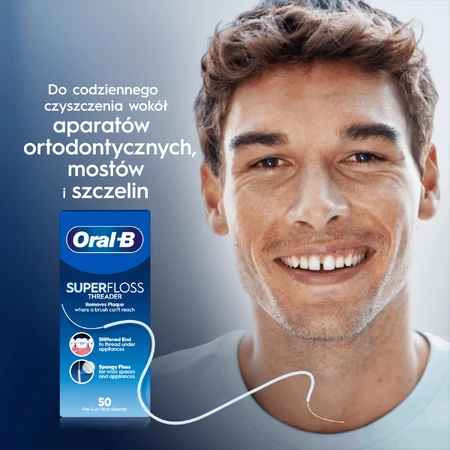 Oral-B Super Floss, tandzijde voor het reinigen van orthodontische hulpmiddelen en bruggen, 50 stuks