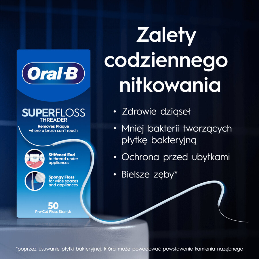 Oral-B Super Floss, dental floss for cleaning braces and bridges, 50 pieces