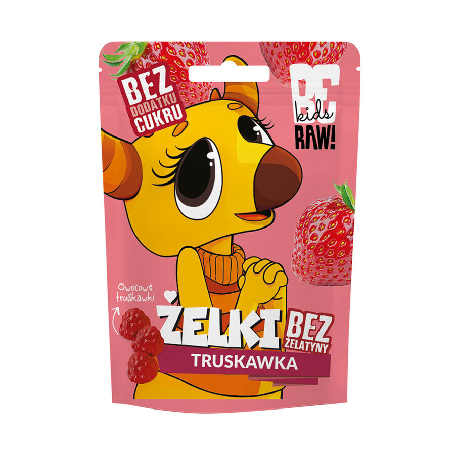 Set BeRAW! Kids, jelly beans, aardbei, zonder toegevoegde suiker, 4 x 35 g