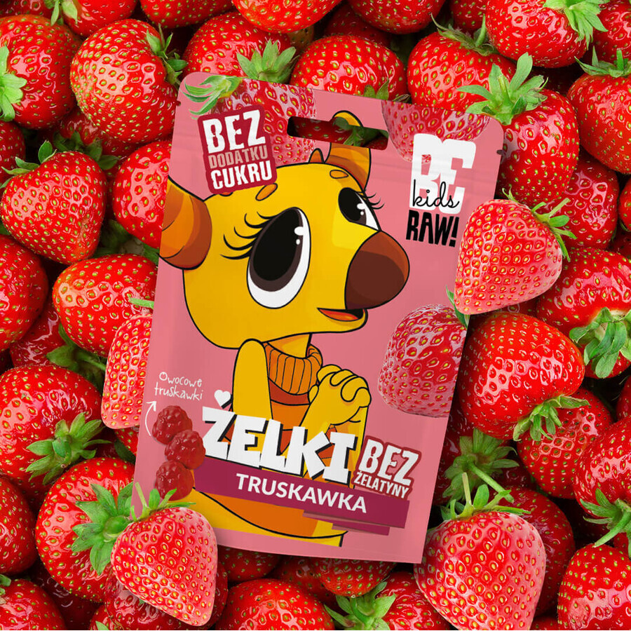 Set BeRAW! Kids, jelly beans, aardbei, zonder toegevoegde suiker, 4 x 35 g