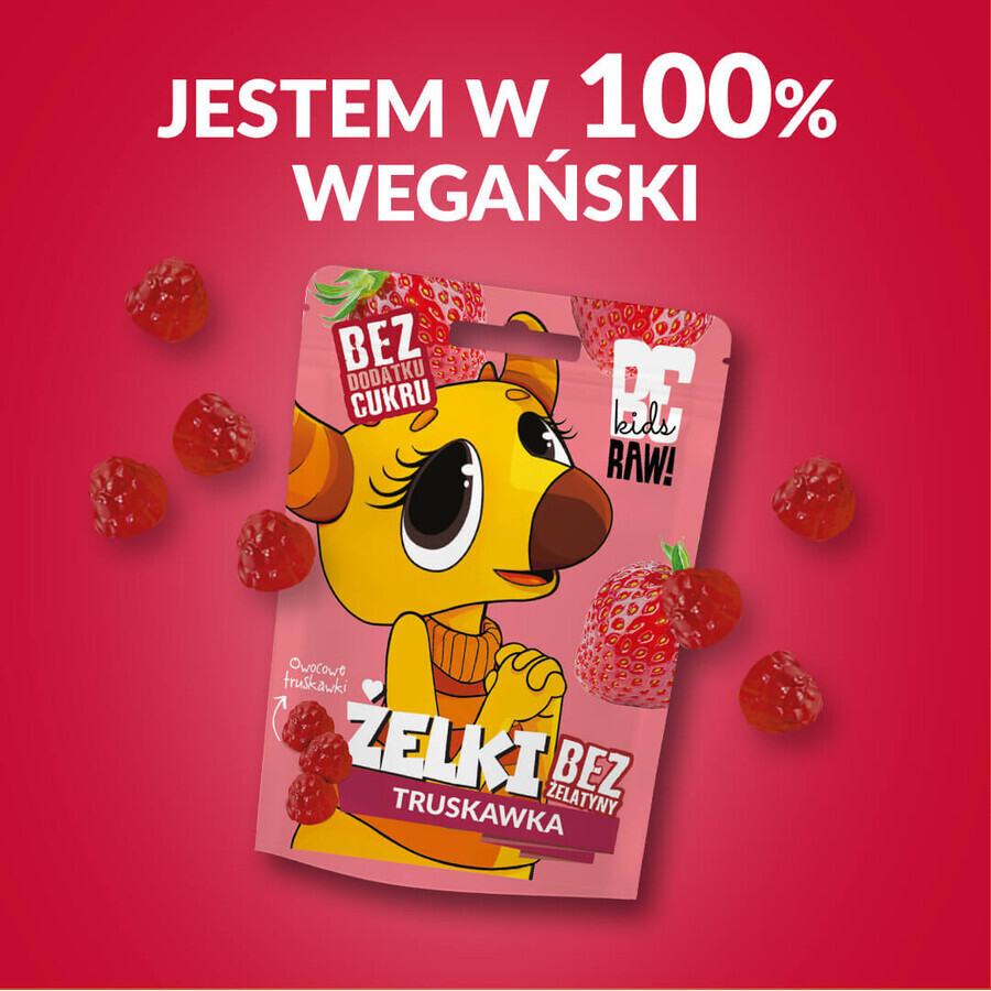 Set BeRAW! Kids, jelly beans, aardbei, zonder toegevoegde suiker, 4 x 35 g