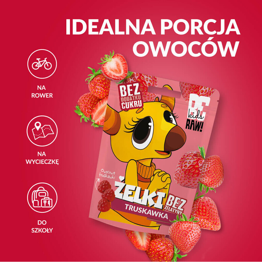 Set BeRAW! Kids, jelly beans, aardbei, zonder toegevoegde suiker, 4 x 35 g