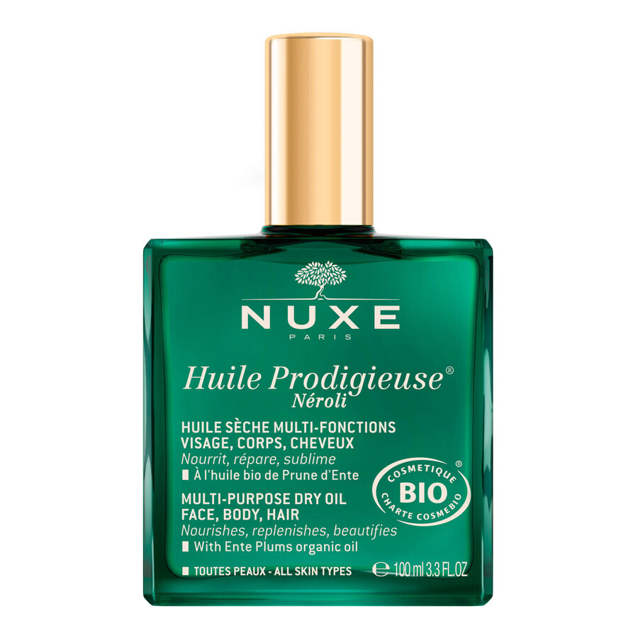 Nuxe Huile Prodigieuse Neroli Set, Trockenöl für Körper, Gesicht und Haar, 100ml + 3-in-1 Feuchtigkeitscreme, 100ml für 1 Penny