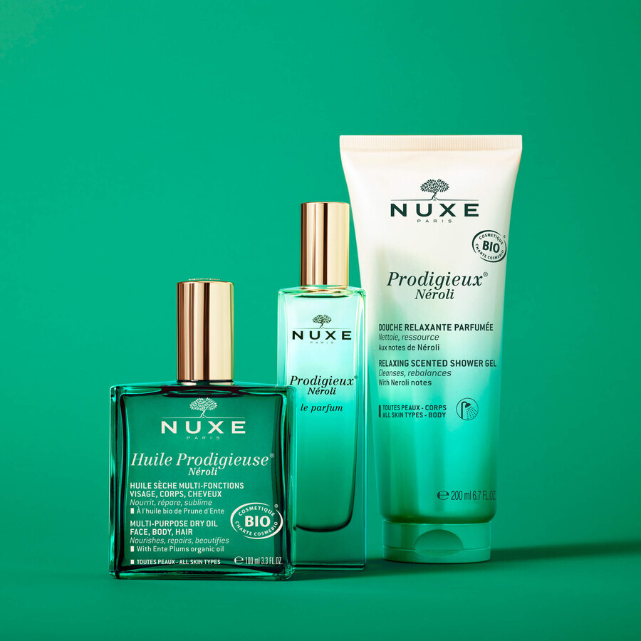 Nuxe Huile Prodigieuse Neroli Set, Trockenöl für Körper, Gesicht und Haar, 100ml + 3-in-1 Feuchtigkeitscreme, 100ml für 1 Penny