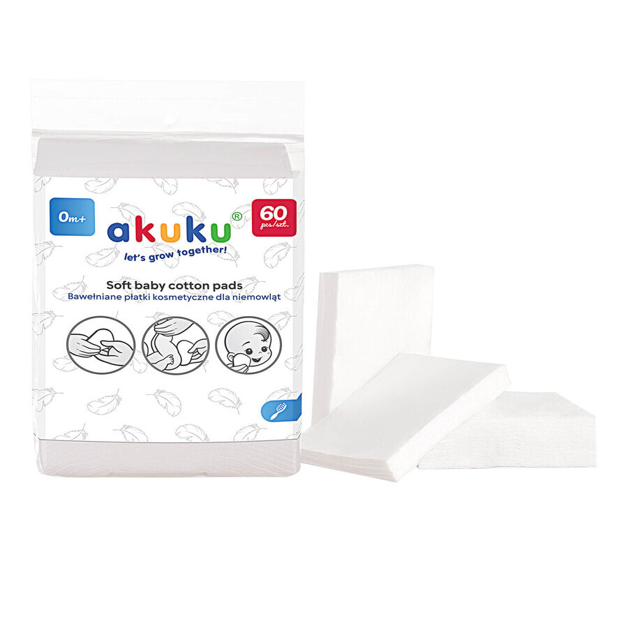 AKUKU set, coussinets cosmétiques pour bébés, coton, 4 x 60 pièces