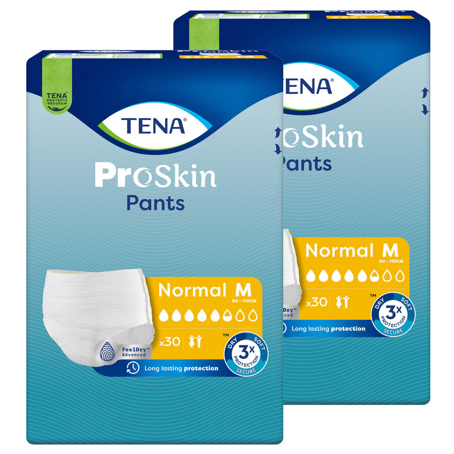 Set Tena Pants ProSkin, chiloți absorbanți, mărimea M, 80-110 cm, Normal, 2 x 30 bucăți