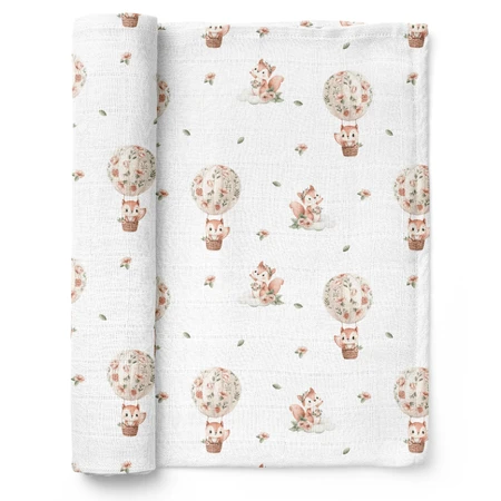Bocioland, bamboo diaper, 75 x 75 cm, squirrels, 1 piece