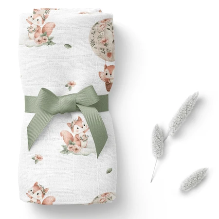 Bocioland, bamboo diaper, 75 x 75 cm, squirrels, 1 piece