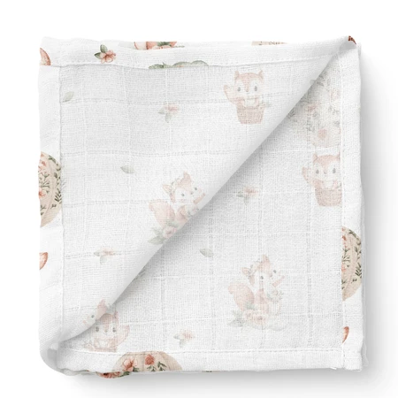 Bocioland, bamboo diaper, 75 x 75 cm, squirrels, 1 piece