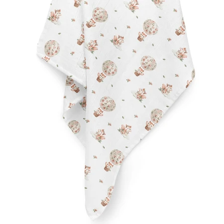 Bocioland, bamboo diaper, 75 x 75 cm, squirrels, 1 piece
